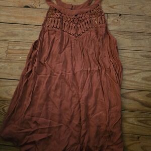 Torrid Rust Sleeveless Blouse with Crochet Detail